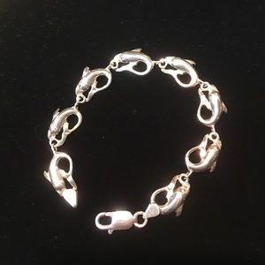 Vintage Solid Sterling silver 🐬 dolphins bracelet 7.5 in long